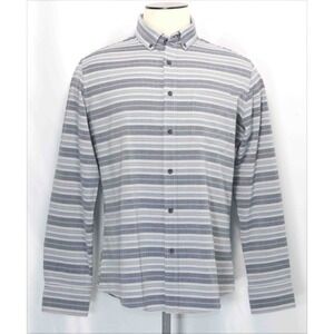 Mizzen+Main Gray Striped City Flannel Hickory Striped Shirt Mens Size Large Trim